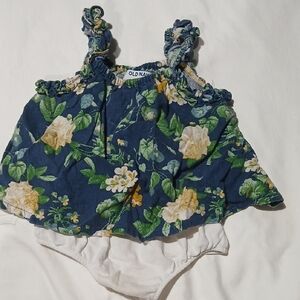Old Navy Kids Floral Top - Navy and White